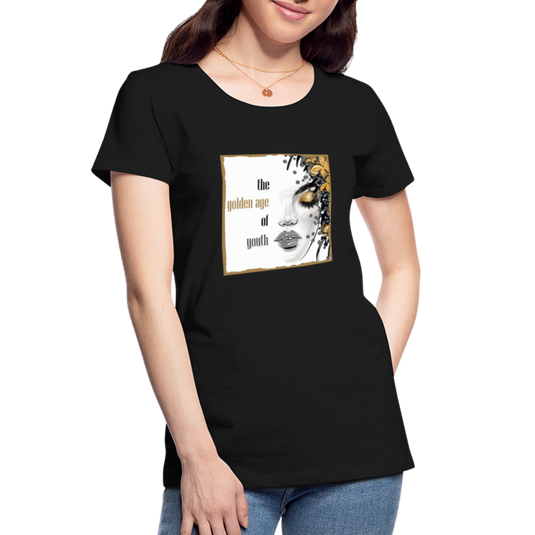 Frauen Premium Bio T-Shirt Golden Age Of Youth GOLD - Schwarz