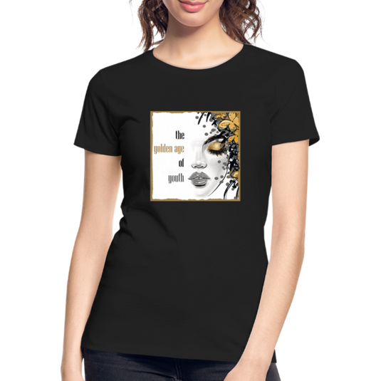 Frauen Premium Bio T-Shirt Golden Age Of Youth GOLD - Schwarz