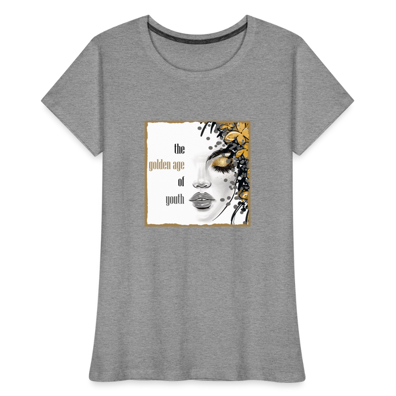 Lade das Bild in Galerie -Viewer, Frauen Premium Bio T-Shirt Golden Age Of Youth GOLD - Grau meliert
