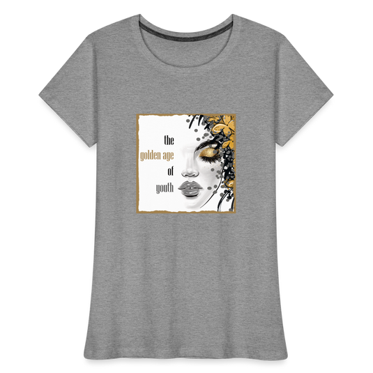 Frauen Premium Bio T-Shirt Golden Age Of Youth GOLD - Grau meliert