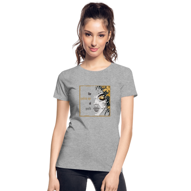 Lade das Bild in Galerie -Viewer, Frauen Premium Bio T-Shirt Golden Age Of Youth GOLD - Grau meliert
