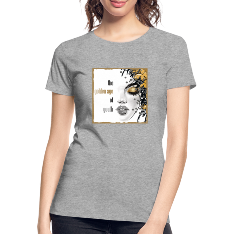 Lade das Bild in Galerie -Viewer, Frauen Premium Bio T-Shirt Golden Age Of Youth GOLD - Grau meliert
