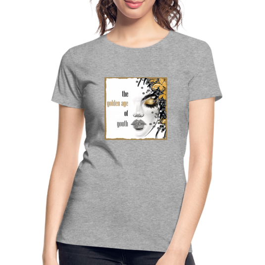 Frauen Premium Bio T-Shirt Golden Age Of Youth GOLD - Grau meliert