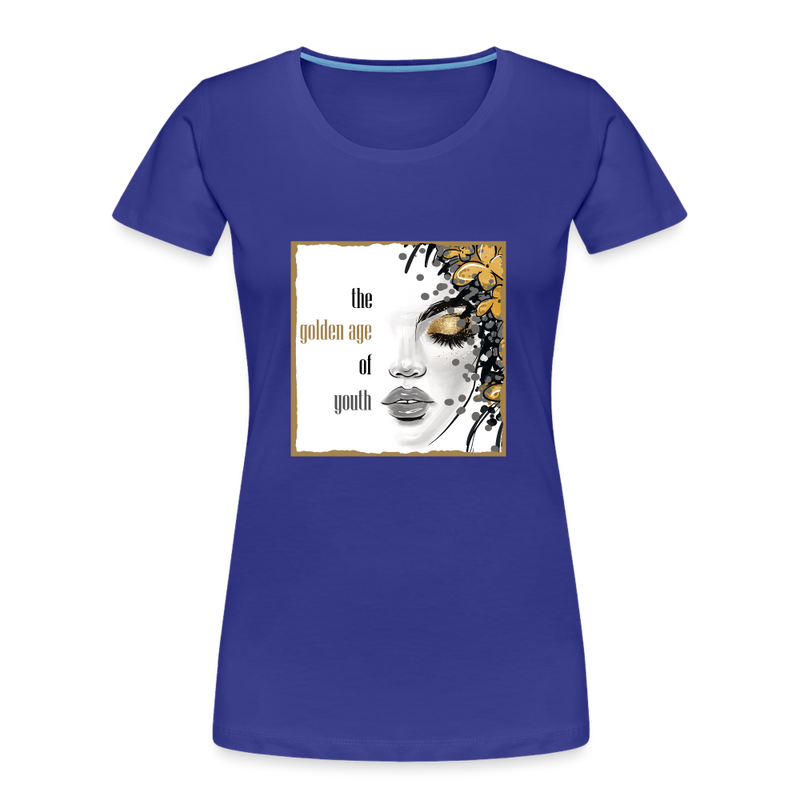 Lade das Bild in Galerie -Viewer, Frauen Premium Bio T-Shirt Golden Age Of Youth GOLD - Königsblau
