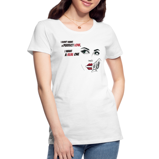 Frauen Premium Bio T-Shirt Grüne Augen Perfect Love - Weiß