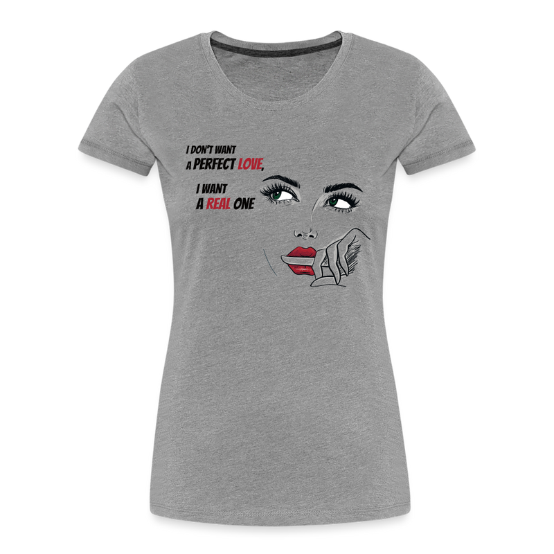 Lade das Bild in Galerie -Viewer, Frauen Premium Bio T-Shirt Grüne Augen Perfect Love - Grau meliert
